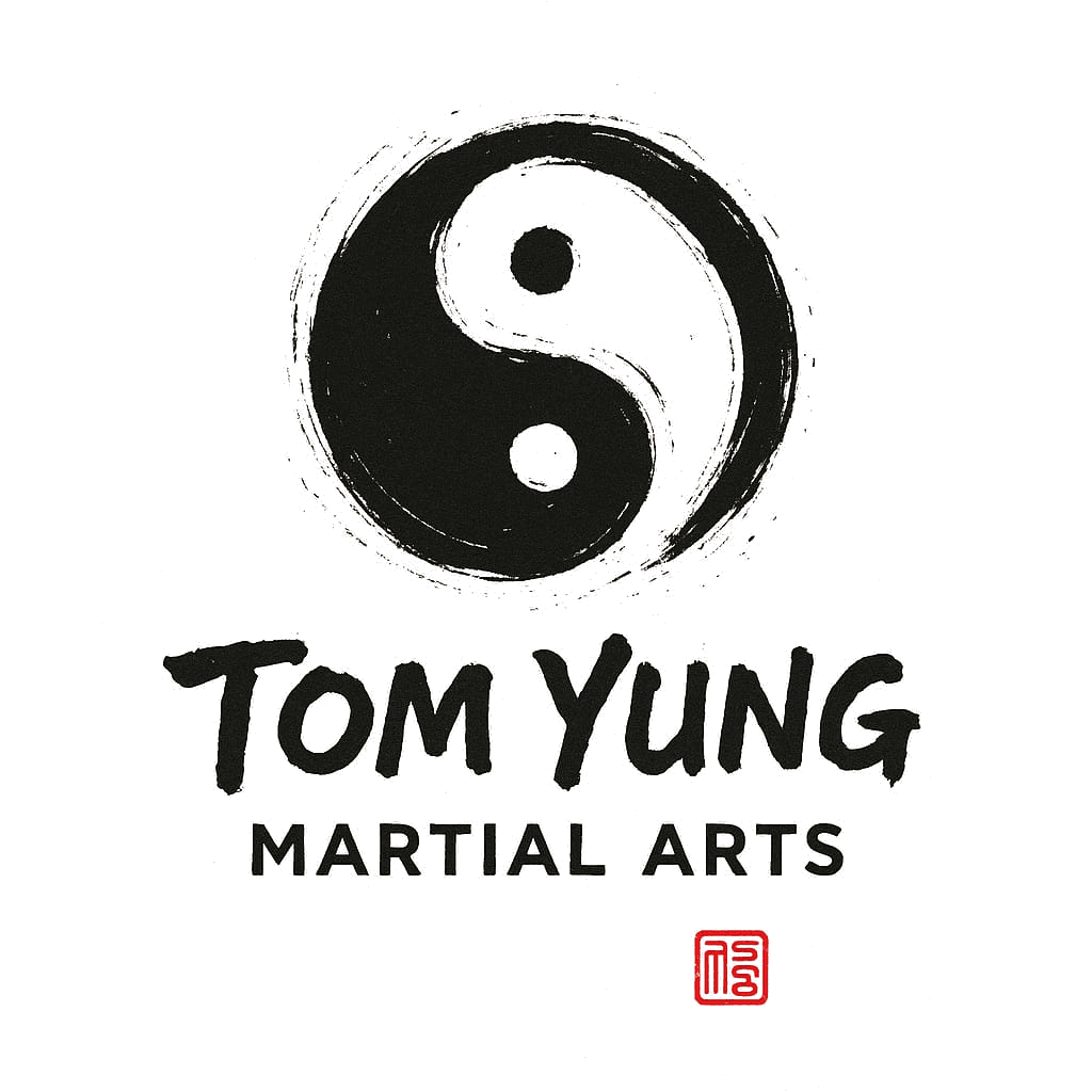 Tom Yung Martial Arts logo — hand-brushed yin-yang